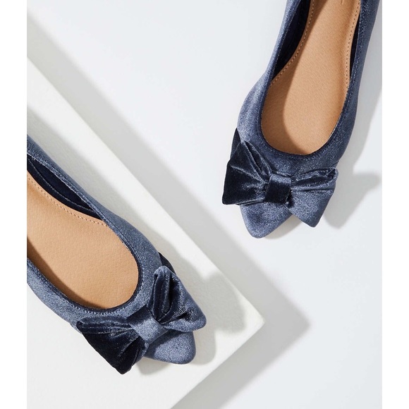 Loft Blue Velvet Bow Flats - Picture 2 of 8